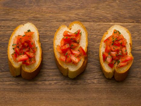 close up of italian bruschetta bread