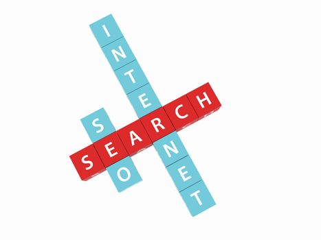 Search, internet, SEO crosswords on dices and white background.