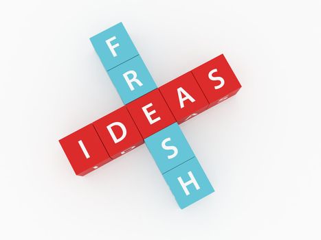 Fresh ideas crosswords on dices and white background.