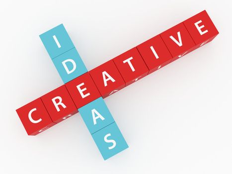 Creative ideas crosswords on dices and white background.
