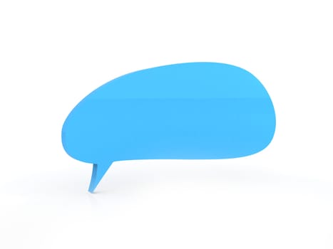 Blue speech bubble for social media, three dimesional shape.