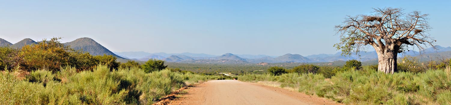 Kaokoveld panorama from the road to Epupa. Compiled from three separate photos