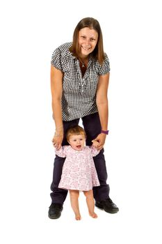 Portrait of a happy young mother holding baby girl