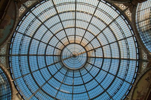Glass dome of "Galleria Vittorio Emanuele", Milan, Italy.