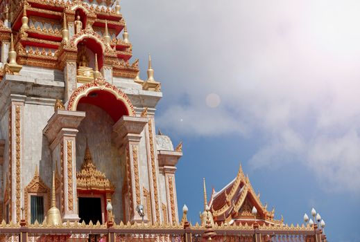 Detail of building in a Buddhist temple. Wat Chalong, Thailand; Phuket