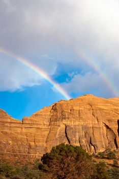 Double Rainbow over Monument Valley, Utah USA