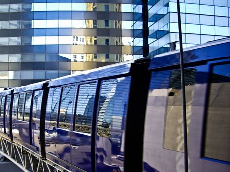 Monorail gliding through heart of CityCenter Las Vegas