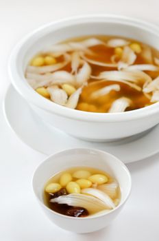 favorite chinese dessert , delicious bean , coconut and herb in syrup