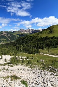 summer landscape of Gardena valley, Alto Adige, Italy