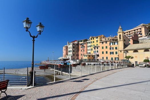 beautiful promenade in Sori, small village in Liguria, Italy