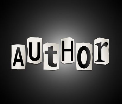 Illustration depicting cut out letters arranged to form the word author.