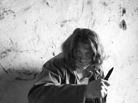 man with a knife in his hand