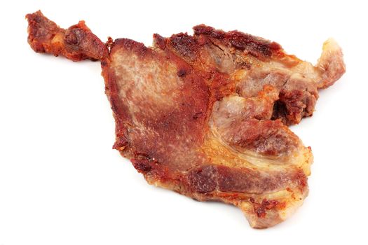 pork chop to the iron isolated on a white background