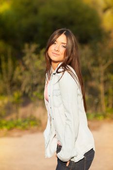 young beautiful young woman portrait on sunny day