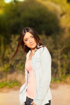 young beautiful young woman portrait on sunny day