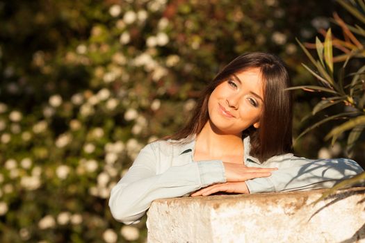 young beautiful young woman portrait on sunny day