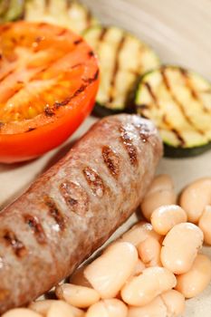 sausages with grilled vegetables