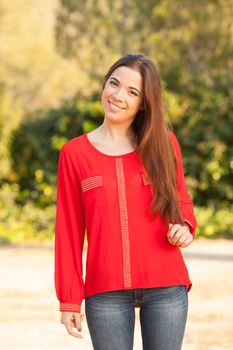 young beautiful young woman portrait on sunny day