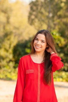 young beautiful young woman portrait on sunny day