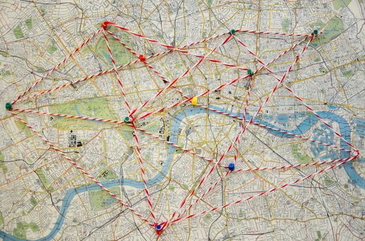 Map with pin point for travel, Vacation concept