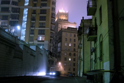 dark street on the old European city