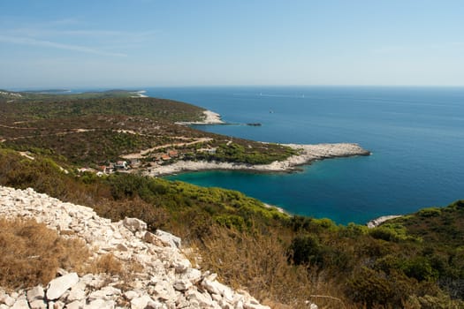 A scenic bay of Vis island in Croatia