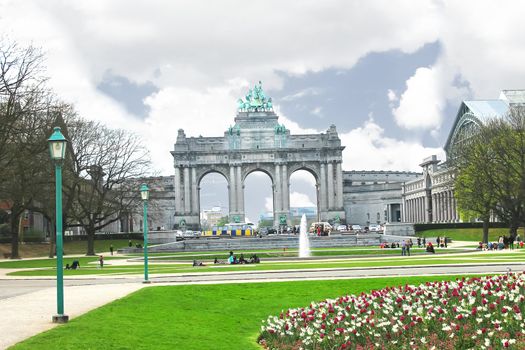 Cinquantennaire Park in Brussels in spring