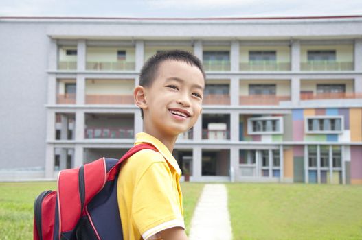 asian boy elementary student going back to school