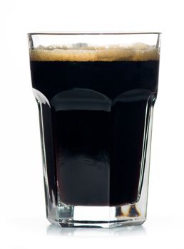 Beer glass full of cold black irish stout. Isolated.
