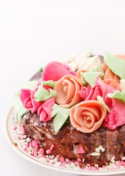 tasty cake with roses