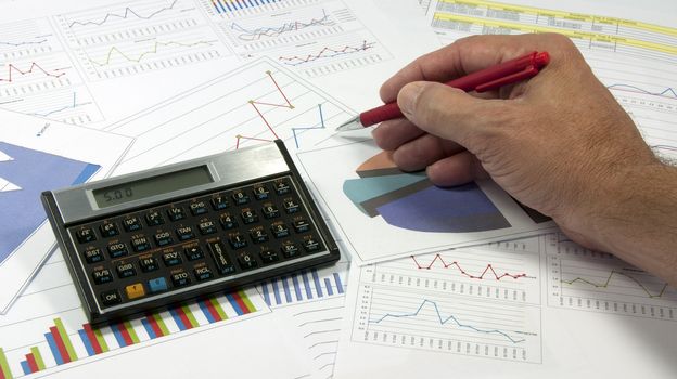 data graphics analysis in colors on a table