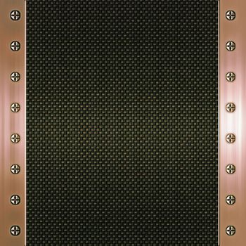 image of carbon fibre inlaid in copper metal frame
