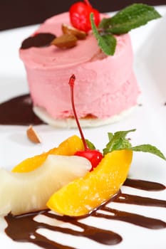 cherry ice cream with fruits