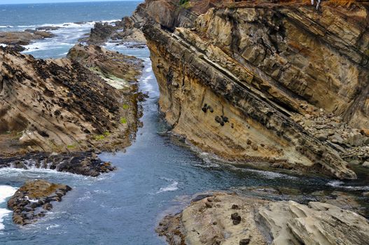 Rocky Oregon coastline and surf