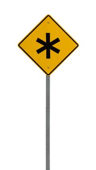 a yellow road sign with a white background for you to use in your design or presentaion.