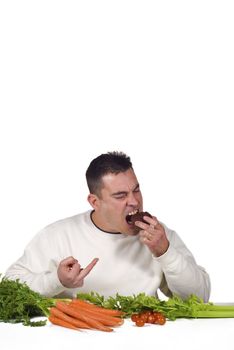 Guy completely fed up with his vegetables