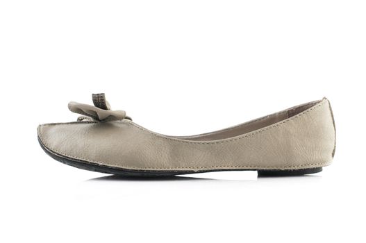 Single woman flat shoe on white background