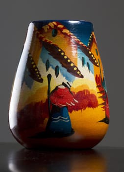 Nice decorated peruvian pot on dark background