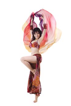 Sexy Belly dancer on white background