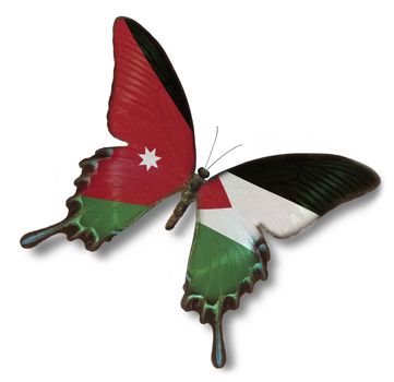 Jordan flag on butterfly isolated on white