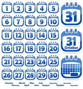 set of web icons in the form of a calendar