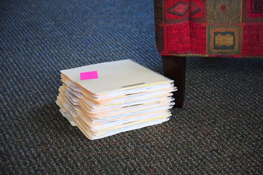Confidential files on the floor of an office.