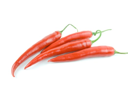 red hot chili peppers isolated on white