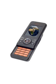 Cell phone isolated on white background.
Map data source - nasa web site.