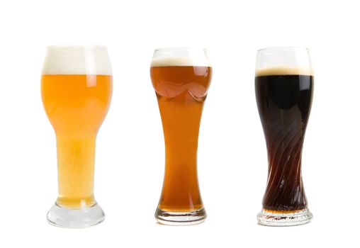 Set of different Beer Glasses  isolated on a white background