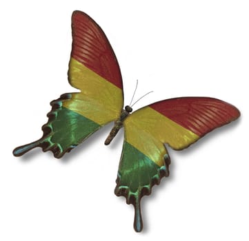 Bolivia flag on butterfly isolated on white