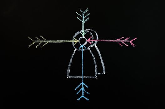 Chalk drawing concept of "Target your customers" on a blackboard