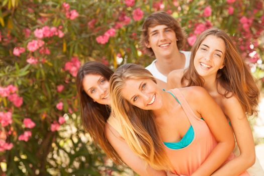 Group of teenagers enjoying at the park