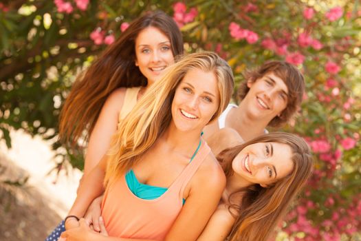 Group of teenagers enjoying at the park