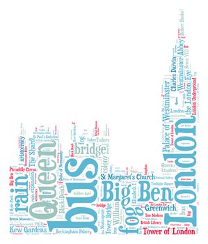 London Big Ben silhouette word cloud